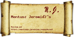Mentusz Jeremiás névjegykártya